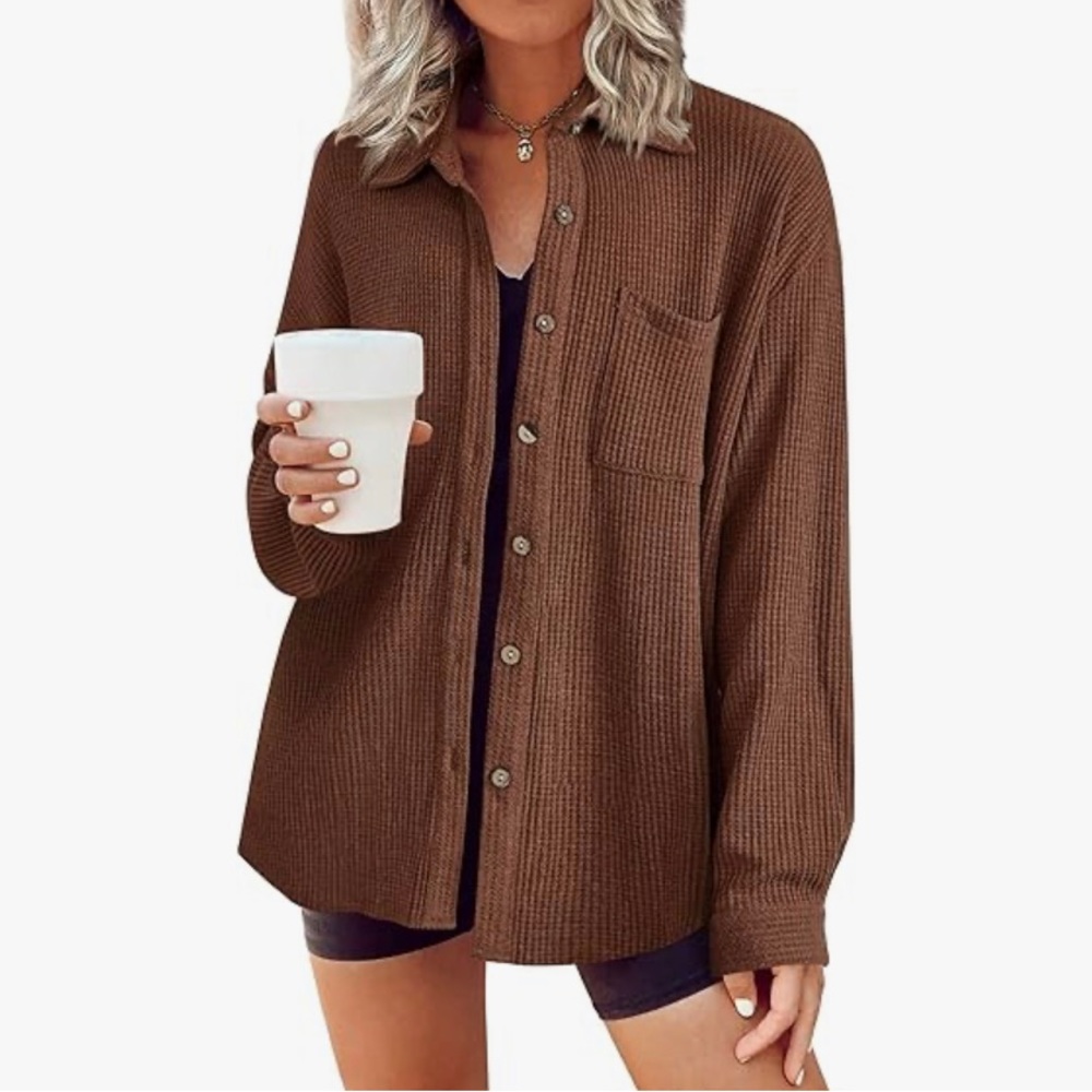 Waffle button down shirt